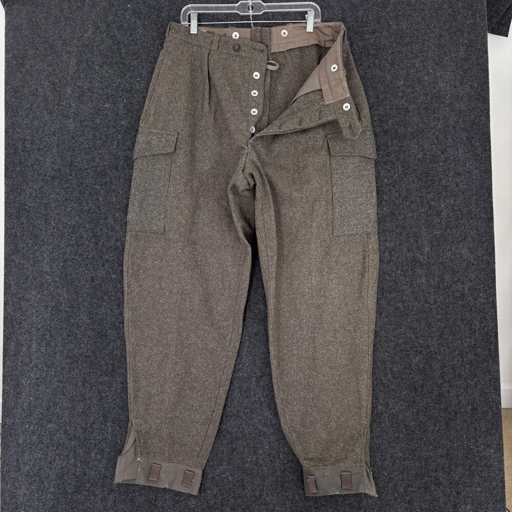Vintage Soderbergs Wool Cargo Pants Men's 34x32 Gray Army Flannel Workwear